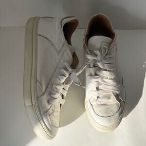 MM6 MAISON MARTIN MARGIELA Leather Low Top Sneakers in White Size 39.5/9.5